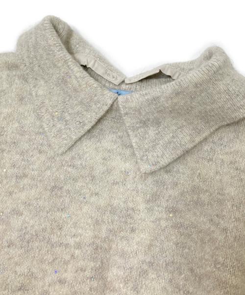 KUMIKYOKU（クミキョク）KUMIKYOKU (クミキョク) スパンコールヤーン 5分袖ニット ベージュ サイズ:3の古着・服飾アイテム