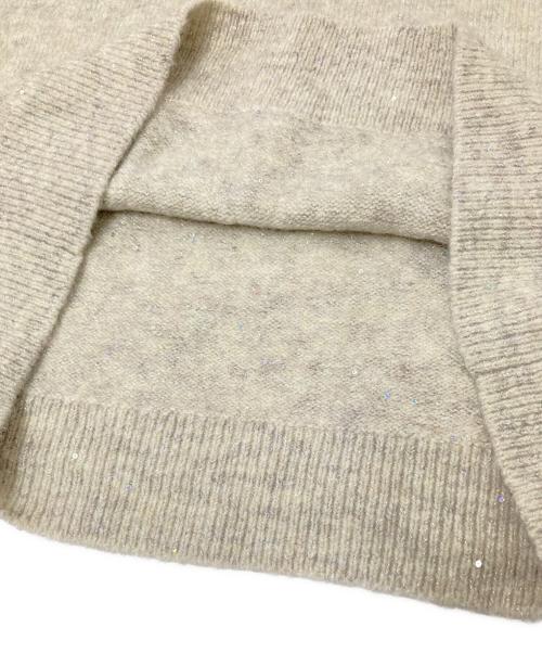 KUMIKYOKU（クミキョク）KUMIKYOKU (クミキョク) スパンコールヤーン 5分袖ニット ベージュ サイズ:3の古着・服飾アイテム