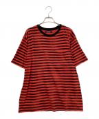 MINEDENIMマインデニム）の古着「Hazy Border T-SH」｜レッド×ブラック