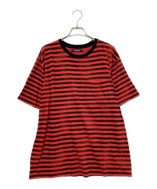 MINEDENIM（マインデニム）MINEDENIM (マインデニム) Hazy Border T-SH レッド×ブラック サイズ:XLの古着・服飾アイテム