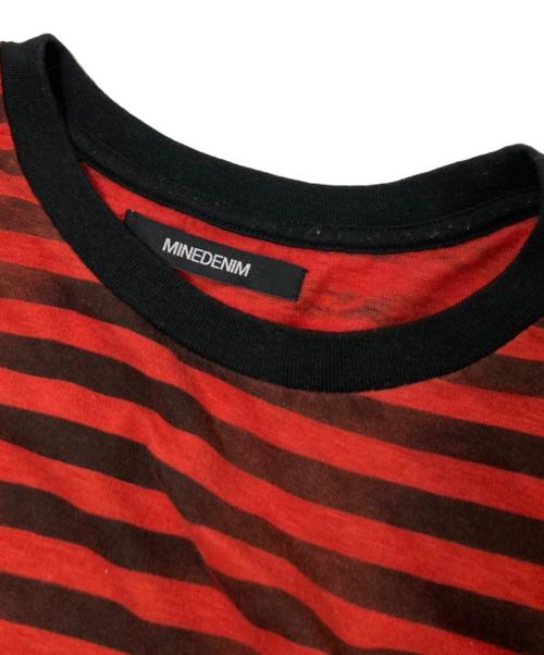 MINEDENIM（マインデニム）MINEDENIM (マインデニム) Hazy Border T-SH レッド×ブラック サイズ:XLの古着・服飾アイテム