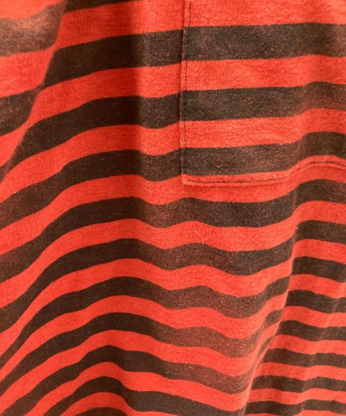 MINEDENIM（マインデニム）MINEDENIM (マインデニム) Hazy Border T-SH レッド×ブラック サイズ:XLの古着・服飾アイテム