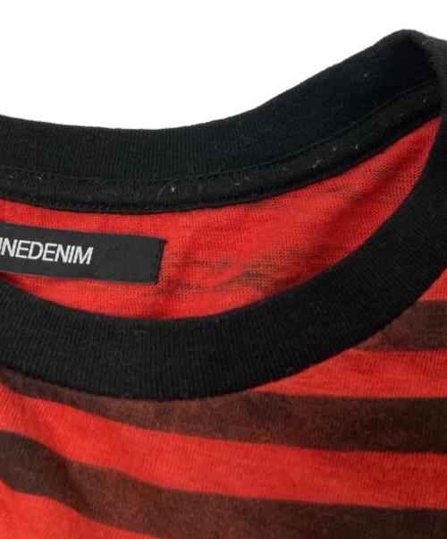 MINEDENIM（マインデニム）MINEDENIM (マインデニム) Hazy Border T-SH レッド×ブラック サイズ:XLの古着・服飾アイテム