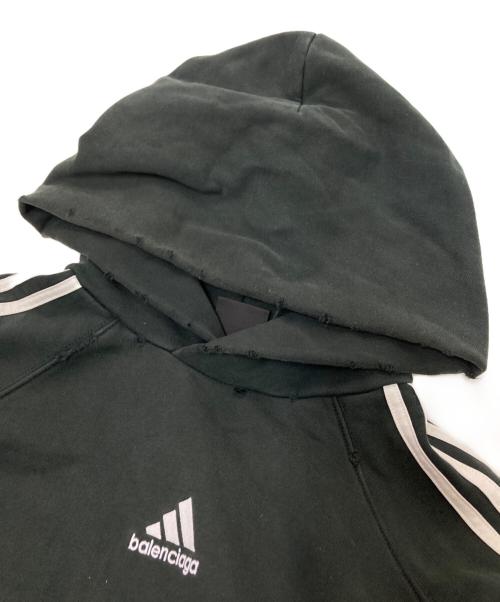BALENCIAGA（バレンシアガ）BALENCIAGA (バレンシアガ) adidas (アディダス) Large Fit Hoodie ダークグリーン×ホワイト サイズ:4の古着・服飾アイテム