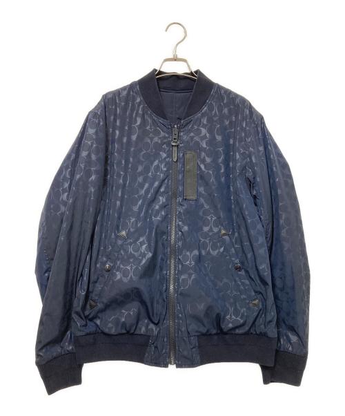 COACH（コーチ）COACH (コーチ) リバーシブル シグネチャー MA-1 ジャケット ブラック×ネイビー サイズ:下記参照の古着・服飾アイテム