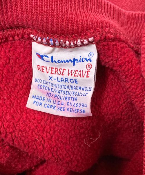 Champion（チャンピオン）Champion (チャンピオン) 90‘Sカレッジプリントクルーネックスウェット レッド×ホワイト サイズ:XLの古着・服飾アイテム