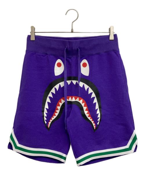 A BATHING APE（アベイシングエイプ）A BATHING APE (アベイシングエイプ) シャークプリントスウェットハーフパンツ パープル サイズ:Sの古着・服飾アイテム