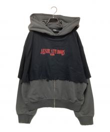AESIR STUDIOS（アースィアスタジオ）の古着「BALDUM LAYER HOODIE」｜ブラック×グレー