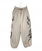 NOT4NERDノットフォーナード）の古着「Dagger Tribal Logo Incision Sweat Pants」｜ベージュ