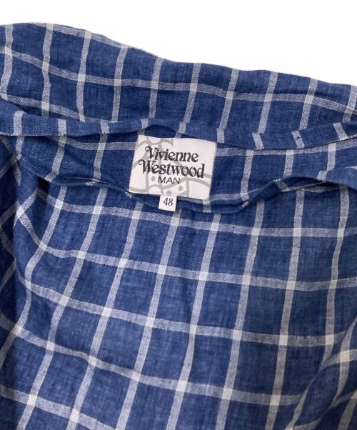 Vivienne Westwood man（ヴィヴィアン ウェストウッド マン）Vivienne Westwood man (ヴィヴィアン ウェストウッド マン) ドレープシャツ ブルー サイズ:48の古着・服飾アイテム
