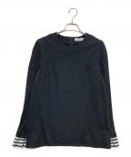 BORDERS at BALCONYボーダーズアットバルコニー）の古着「RUFFLED CUFF TEE」｜ブラック
