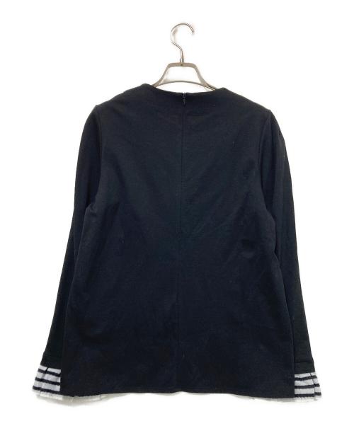 BORDERS at BALCONY（ボーダーズアットバルコニー）BORDERS at BALCONY (ボーダーズアットバルコニー) RUFFLED CUFF TEE ブラック サイズ:38の古着・服飾アイテム