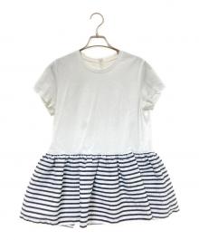 BORDERS at BALCONY（ボーダーズアットバルコニー）の古着「ペプラムTシャツ」｜ホワイト×ブラック
