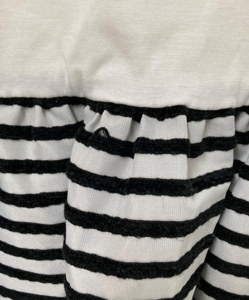 BORDERS at BALCONY（ボーダーズアットバルコニー）BORDERS at BALCONY (ボーダーズアットバルコニー) ペプラムTシャツ ホワイト×ブラック サイズ:38の古着・服飾アイテム