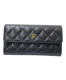 CHANEL（シャネル）の古着「マトラッセキャビアスキロングウォレット」｜ブラック
