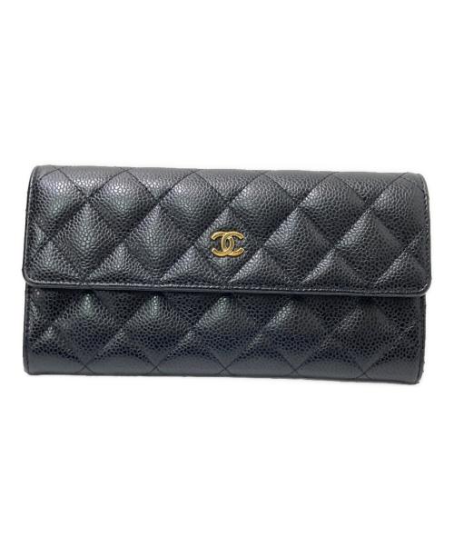 CHANEL（シャネル）CHANEL (シャネル) マトラッセキャビアスキロングウォレット ブラック サイズ:下記参照の古着・服飾アイテム