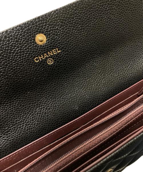 CHANEL（シャネル）CHANEL (シャネル) マトラッセキャビアスキロングウォレット ブラック サイズ:下記参照の古着・服飾アイテム