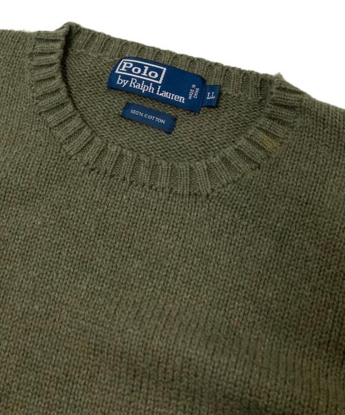 POLO RALPH LAUREN（ポロ・ラルフローレン）POLO RALPH LAUREN (ポロ・ラルフローレン) コットンクルーネックニット グリーン サイズ:LLの古着・服飾アイテム