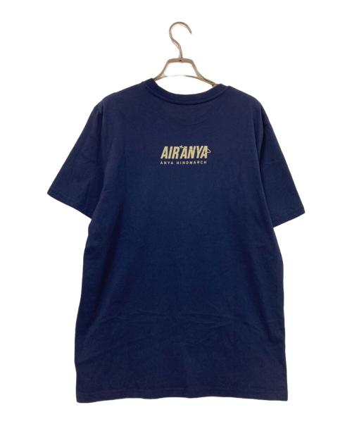 ANYA HINDMARCH（アニヤ・ハインドマーチ）ANYA HINDMARCH (アニヤ・ハインドマーチ) プリントTシャツ ネイビー×ベージュ サイズ:Mの古着・服飾アイテム