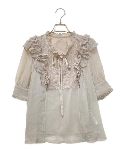 Snidel（スナイデル）Snidel (スナイデル) 楊柳シフォンレースブラウス ベージュ サイズ:FREEの古着・服飾アイテム