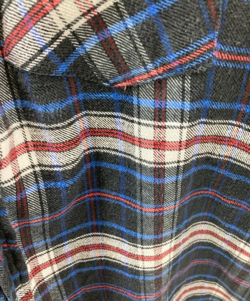 POLO RALPH LAUREN（ポロ・ラルフローレン）POLO RALPH LAUREN (ポロ・ラルフローレン) ダブルフラップポケットチェックシャツ ブラック×ブルー サイズ:16/Lの古着・服飾アイテム