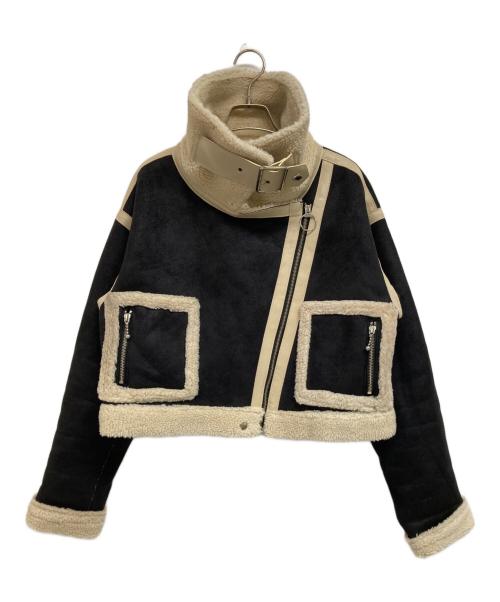 juemi（ジュエミ）juemi (ジュエミ) フェイクムートンジャケット ブラック×ベージュ サイズ:FREEの古着・服飾アイテム