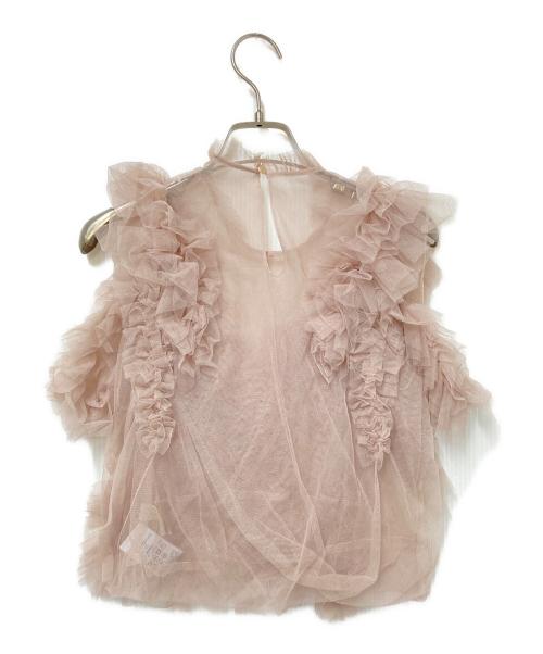 COCODEAL（ココディール）COCODEAL (ココディール) アシメフリルチュールノースリブラウス ベージュ サイズ:2の古着・服飾アイテム