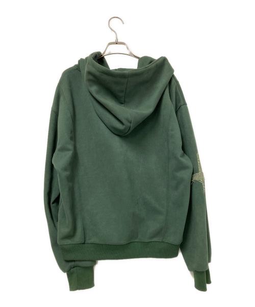 MOLEQUE（モレーキ）MOLEQUE (モレーキ) ショート丈スウェードタッチジップパーカー グリーン サイズ:Mの古着・服飾アイテム