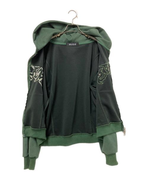 MOLEQUE（モレーキ）MOLEQUE (モレーキ) ショート丈スウェードタッチジップパーカー グリーン サイズ:Mの古着・服飾アイテム