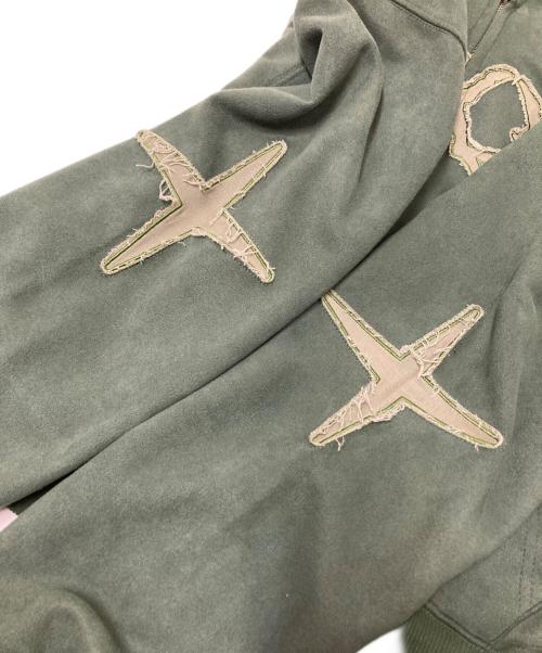 MOLEQUE（モレーキ）MOLEQUE (モレーキ) ショート丈スウェードタッチジップパーカー グリーン サイズ:Mの古着・服飾アイテム