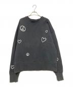 CHAH CHAHチャーチャー）の古着「LOVE&PEACE SWEAT SHIRT」｜ブラック