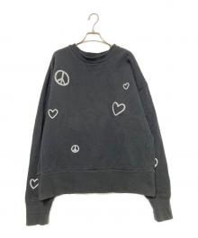 CHAH CHAH（チャーチャー）の古着「LOVE&PEACE SWEAT SHIRT」｜ブラック