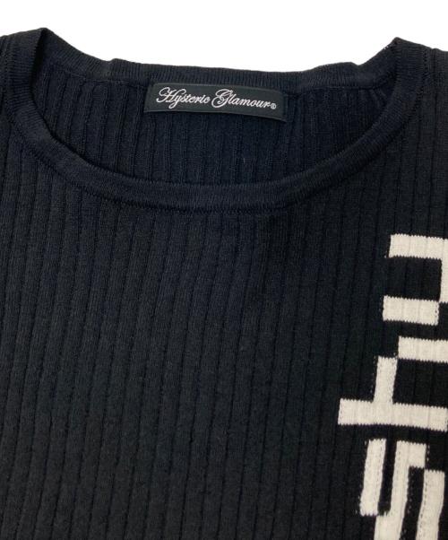 Hysteric Glamour（ヒステリックグラマー）Hysteric Glamour (ヒステリックグラマー) LOGO リブ編込 ZIPノースリーブ ブラック×ホワイト サイズ:FREEの古着・服飾アイテム