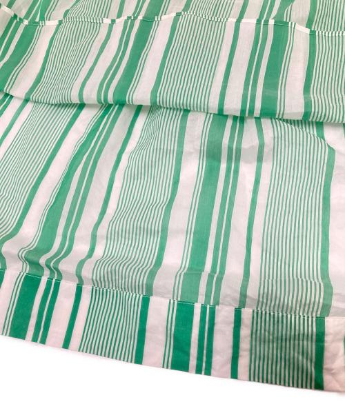 TOMORROW LAND collection（トゥモローランドコレクション）TOMORROW LAND collection (トゥモローランドコレクション) コットンシルクオーガンジーマルチストライプ オープンカラーブラウス ホワイト×グリーン サイズ:36の古着・服飾アイテム