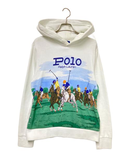 POLO RALPH LAUREN（ポロ・ラルフローレン）POLO RALPH LAUREN (ポロ・ラルフローレン) プリントパーカー ホワイト サイズ:Lの古着・服飾アイテム
