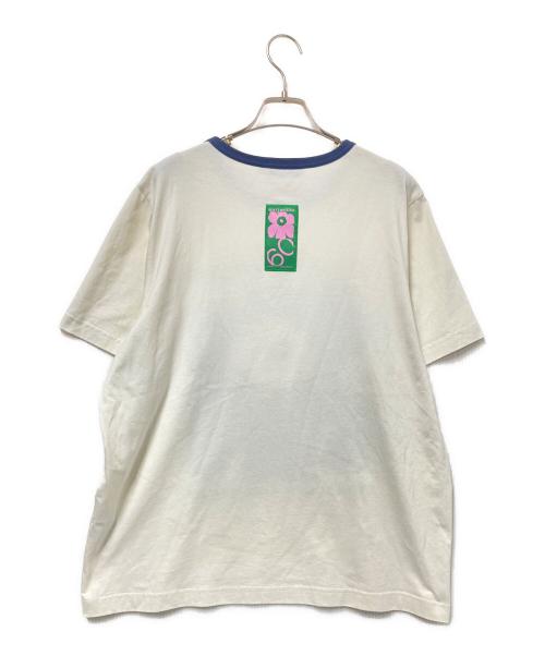 marimekko（マリメッコ）marimekko (マリメッコ) プリントTシャツ ホワイト×ネイビー サイズ:XLの古着・服飾アイテム