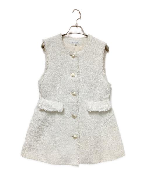 ARPEGE STORY（アルページュストーリー）ARPEGE STORY (アルページュストーリー) ノーカラーツイードベスト ホワイト サイズ:1の古着・服飾アイテム
