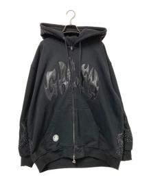GALFY（ガルフィー）の古着「ファイヤーピカピカZIPパーカー」｜ブラック