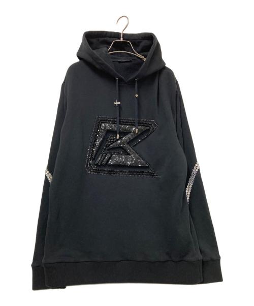BALMAIN（バルマン）BALMAIN (バルマン) デコラティブ スウェットパーカー ブラック サイズ:Mの古着・服飾アイテム