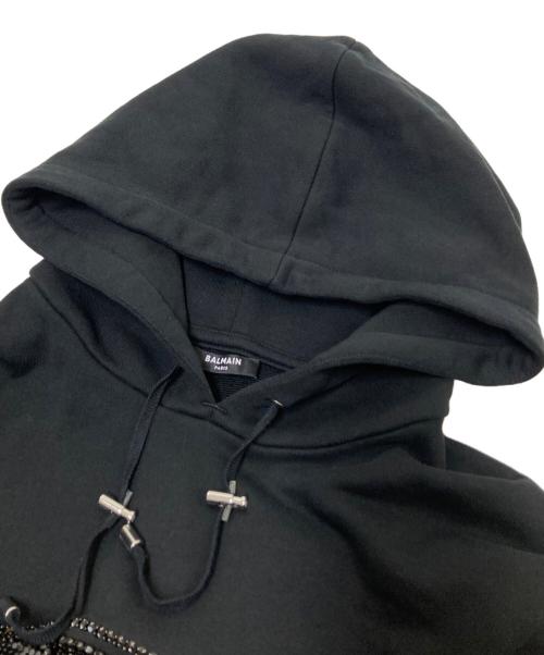 BALMAIN（バルマン）BALMAIN (バルマン) デコラティブ スウェットパーカー ブラック サイズ:Mの古着・服飾アイテム