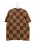LOUIS VUITTON (ルイ ヴィトン) S/SコットンダミエクルーネックウィズストラスLVパッチ カットソー ブラウン×ベージュ サイズ:M：110000円