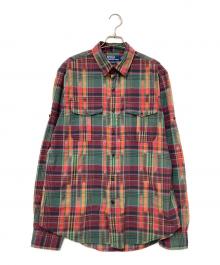 POLO RALPH LAUREN（ポロ・ラルフローレン）の古着「ダブルポケットチェック柄シャツ」｜グリーン×レッド