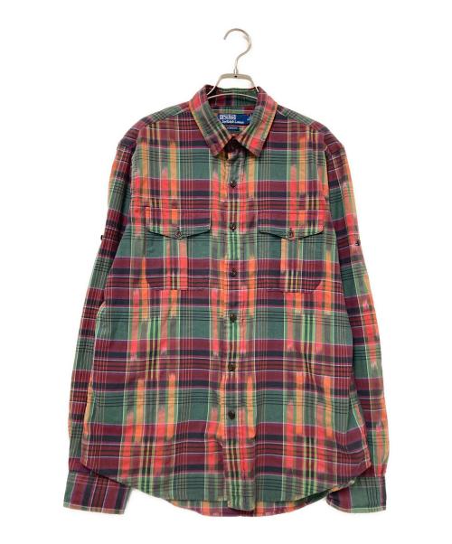 POLO RALPH LAUREN（ポロ・ラルフローレン）POLO RALPH LAUREN (ポロ・ラルフローレン) ダブルポケットチェック柄シャツ グリーン×レッド サイズ:Mの古着・服飾アイテム