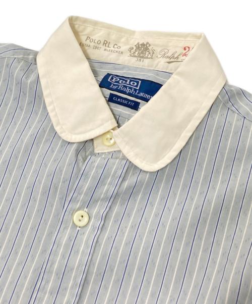 POLO RALPH LAUREN（ポロ・ラルフローレン）POLO RALPH LAUREN (ポロ・ラルフローレン) 丸襟ストライプシャツ ホワイト×ブルー サイズ:Mの古着・服飾アイテム