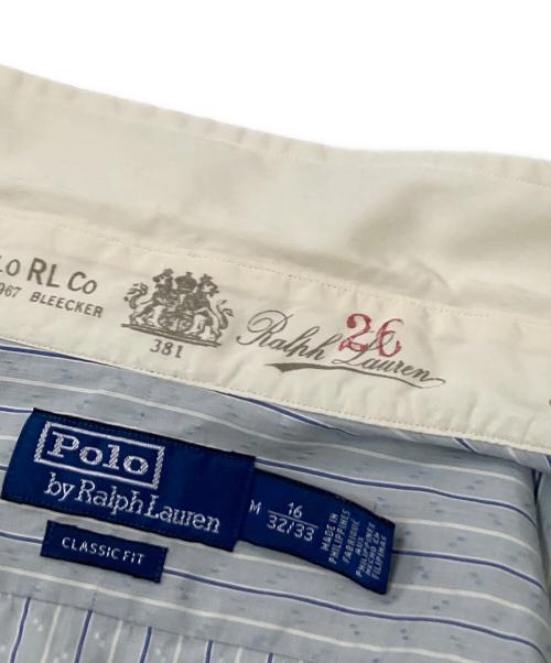 POLO RALPH LAUREN（ポロ・ラルフローレン）POLO RALPH LAUREN (ポロ・ラルフローレン) 丸襟ストライプシャツ ホワイト×ブルー サイズ:Mの古着・服飾アイテム