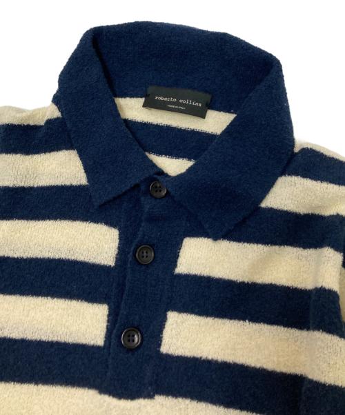 ROBERTO COLLINA（ロベルトコリーナ）ROBERTO COLLINA (ロベルトコリーナ) 半袖ポロシャツ ホワイト×ネイビー サイズ:50の古着・服飾アイテム