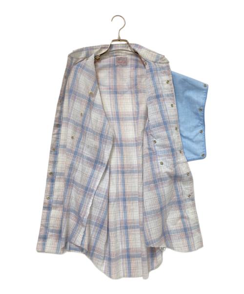 H BAR C（エイチバーシー）H BAR C (エイチバーシー) ビブフロントシャツ ブルー×ホワイト サイズ:15 LONG TAILの古着・服飾アイテム