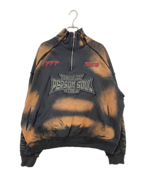 PERSONSOUL（パーソンソウル）PERSONSOUL (パーソンソウル) ハーフジップスウェット ブラウン×ブラック サイズ:Sの古着・服飾アイテム