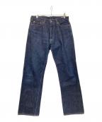 MOMOTARO JEANS桃太郎ジーンズ）の古着「出陣 ストライプ デザイン ボタンフライ デニム パンツ」｜インディゴ