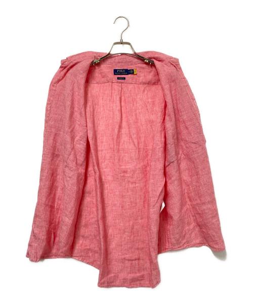 POLO RALPH LAUREN（ポロ・ラルフローレン）POLO RALPH LAUREN (ポロ・ラルフローレン) 半袖リネンBDシャツ ピンク サイズ:Mの古着・服飾アイテム